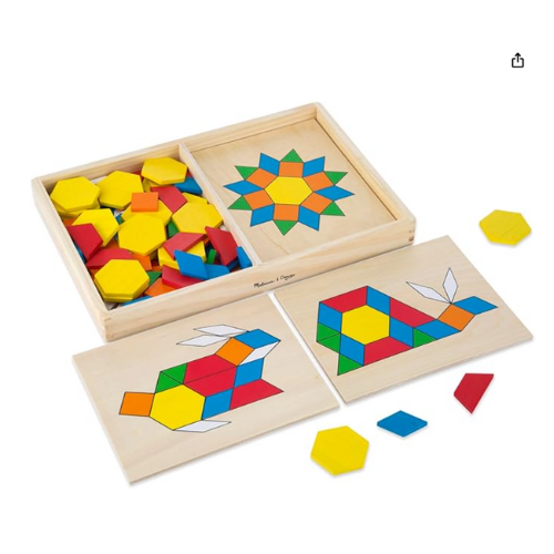 Melissa & Doug Pattern Blocks and Boards with 120 Multi-Colored